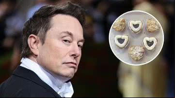 Montagem de Elon Musk com as tortinhas encomendadas pela Tesla - Getty Images e The Giving Pies