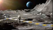 Imagem conceitual da ferrovia lunar - Divulgação/Nasa/Ethan Schaler