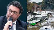 José Luiz Felício Filho e os destroços do avião da Voe que caiu em Vinhedo - Reprodução/ Câmara dos Deputados e SSP-SP