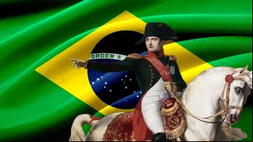 A bandeira do Brasil e pintura de Napoleão Bonaparte - Pixabay e Domínio Público