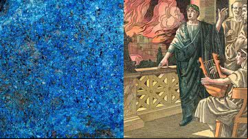 O pigmento azul egípcio foi utilizado na pintura do palácio de Nero - Divulgação/Parque Arqueológico do Coliseu e Getty Images