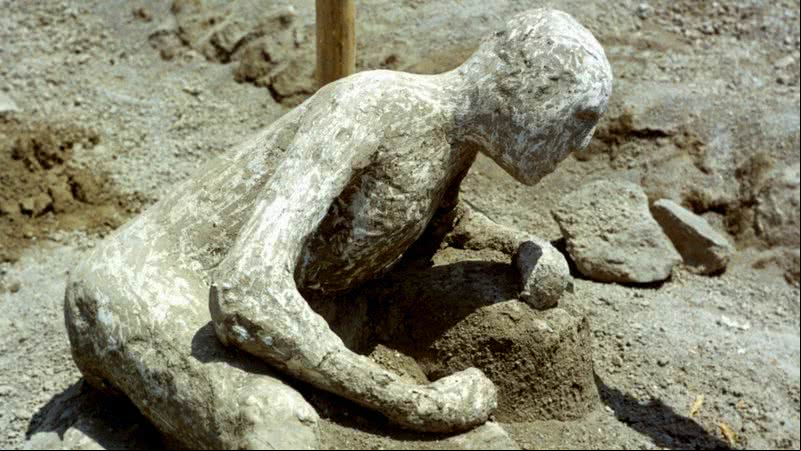 Molde do corpo de uma das vítimas de Pompeia - Getty Images
