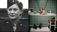 Lee Miller na vida real (à esqu.) e cena do filme (à dir.) - U.S. Army Official Photograph e Divulgação