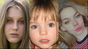 Julia Wandelt, Madeleine McCann e Eugenea Collins, respectivamente - Reprodução/Redes Sociais