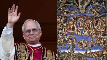 Papado de Leão XIV reacende temores d'O Juízo Final (pintura de Michelangelo, à dir.) - Getty Images