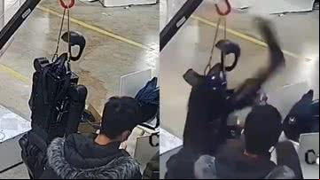 Imagens de vídeo do 'ataque' do robô - Reprodução/Redes Sociais