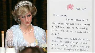 Carta escrita por Princesa Diana vai a leilão - Getty Images e Julien's Auctions