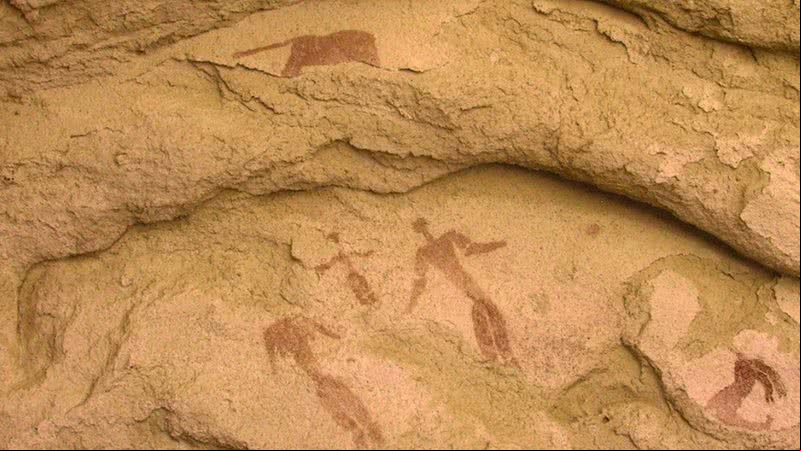 Imagem da pintura rupestre descoberta no Egito - Reprodução/Vídeo/YouTube/Real Thing TV