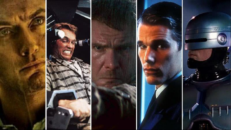 Cenas dos filmes Contágio, Total Recall, Blade Runner, Gattaca e RoboCop - Divulgação
