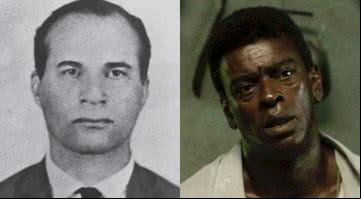 Marighella em ficha da Comissão da Verdade e Seu Jorge como o guerrilheiro em "Marighella" - Comissão da Verdade do Estado de São Paulo via Wikimedia Commons/Divulgação/Paris Filmes