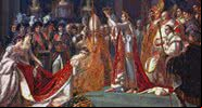 Pintura "A Coroação de Napoleão" retratando Josephine de Beauharnais recebendo sua coroa - Wikimedia Commons