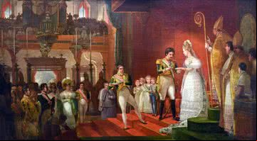 Pintura do casamento de Dom Pedro I e Dona Amélia - Domínio Público/ Creative Commons/ Wikimedia Commons
