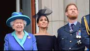 Imagem mostra Elizabeth II, Meghan Markle e Harry juntos - Getty Images