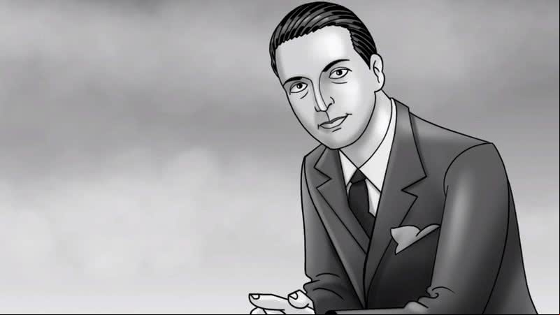 Cristóbal Balenciaga em ilustração - Openthedoor Estúdio de Animação (todos os direitos reservados)
