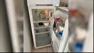 Geladeira da casa em que aconteceu o resgate sem alimentos - Reprodução/TV Anhanguera
