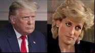 Donald Trump (à esqu.) e a princesa Diana (à dir.) - Reprodução/Vídeo