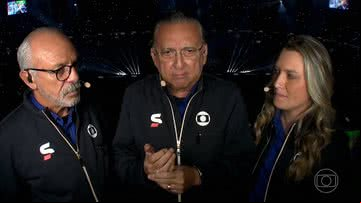 Galvão Bueno durante a homenagem - Reprodução/Vídeo