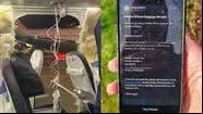 Imagem da aeronave sem a porta (esq.) e do celular encontrado (dir.) - Reprodução/Redes Sociais/X/@SeanSafyre/@Kyrinker